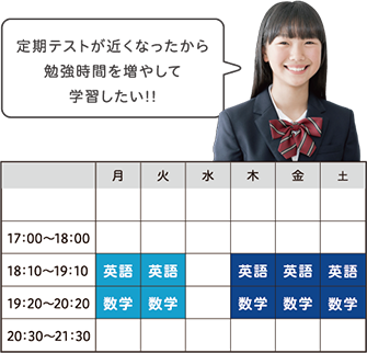 定期テストが近くなったから勉強時間を増やして学習したい！