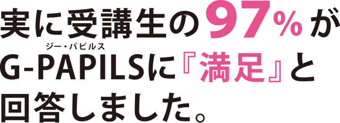 実に受講生の９７％がG-PAPILSに『満足』と回答しました。